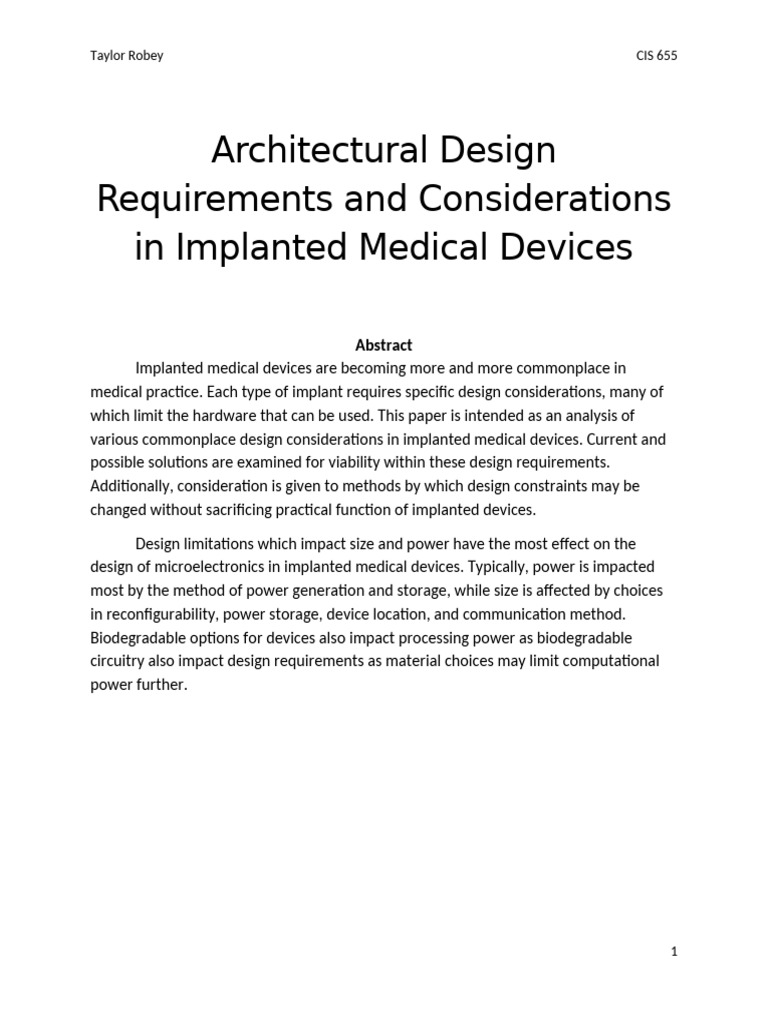 Term Paper | PDF | Rechargeable Battery | Implant (Medicine)