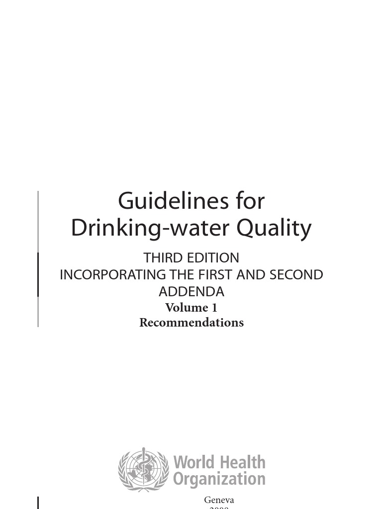 Guidelines For Drinking Water Quality PDF Drinking Water Disinfectant