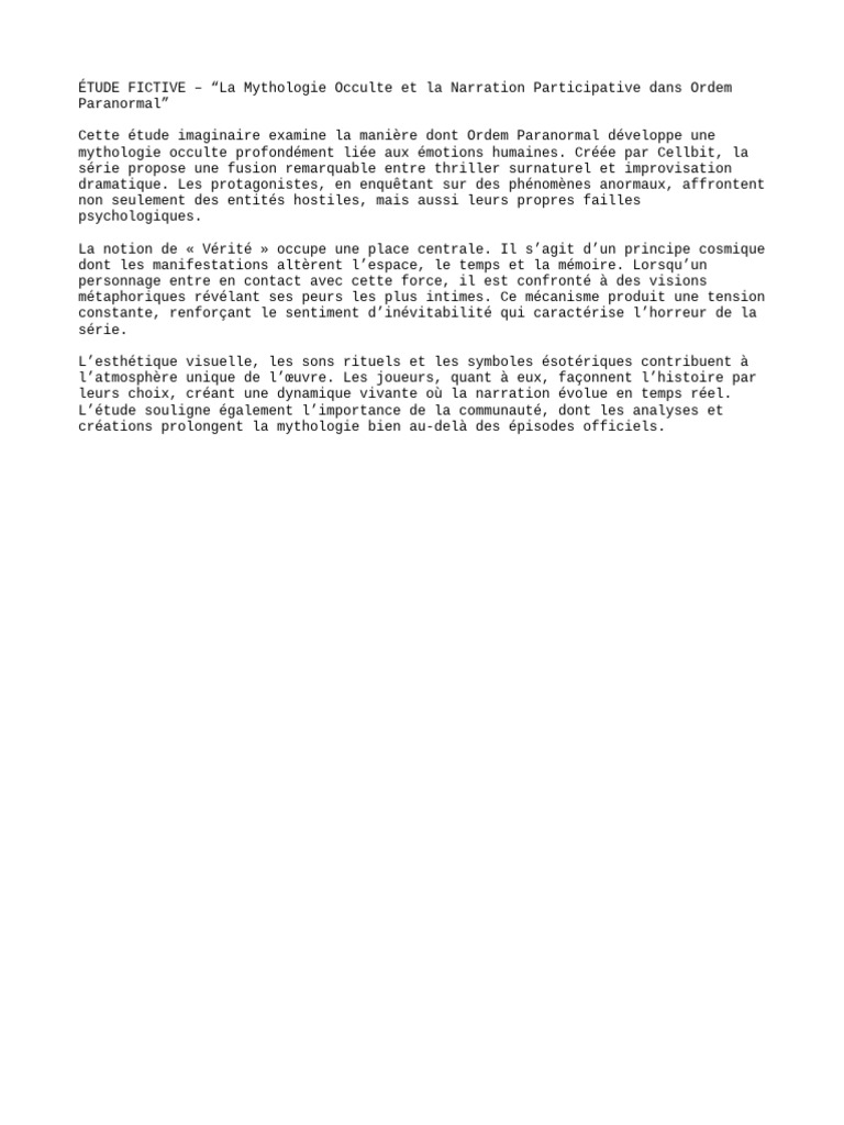 Mythologie Occulte dans Ordem Paranormal | PDF