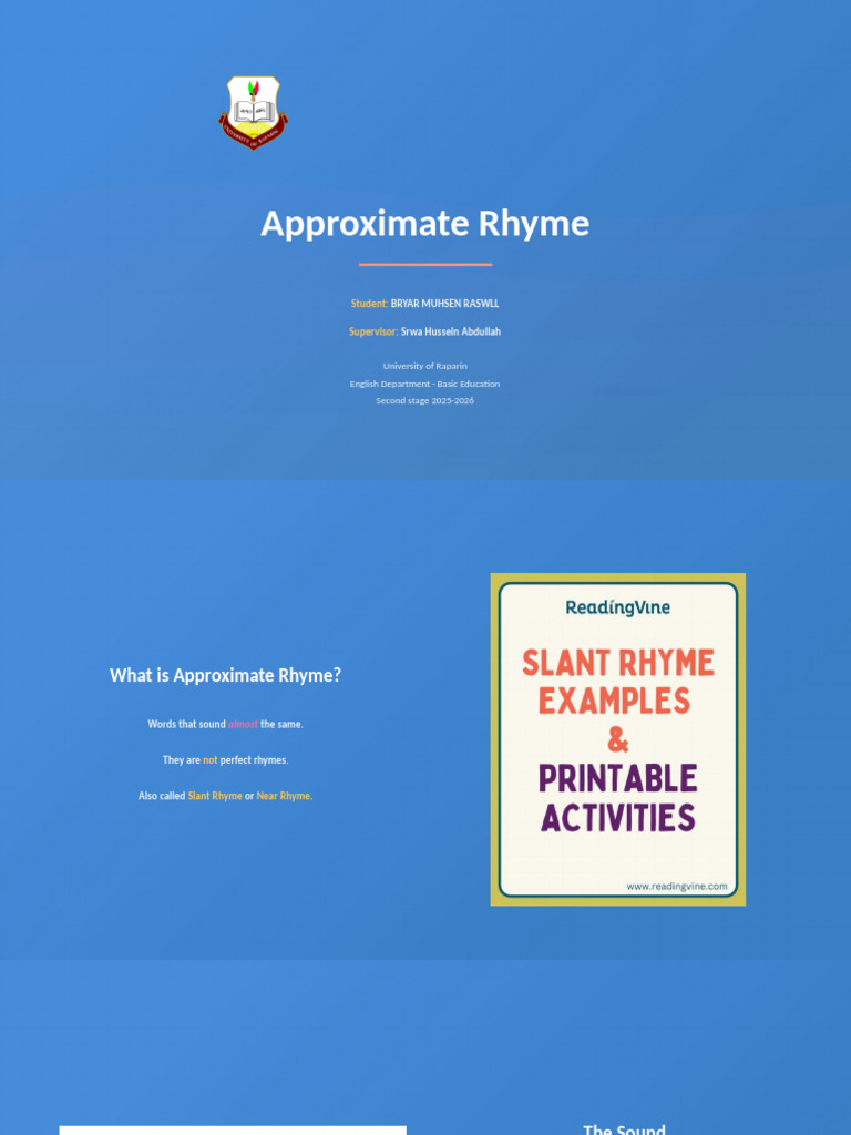 Understanding Approximate Rhyme in Poetry | PDF