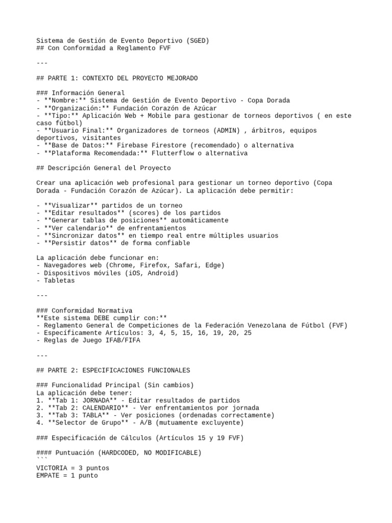 Sistema de Gestión de Torneos Fútbol | PDF | Aplicación movil | Software