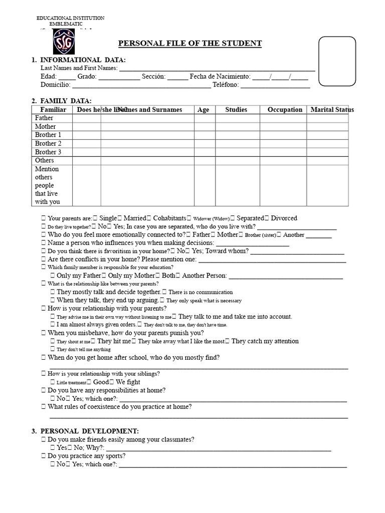 Student Personal Record | PDF