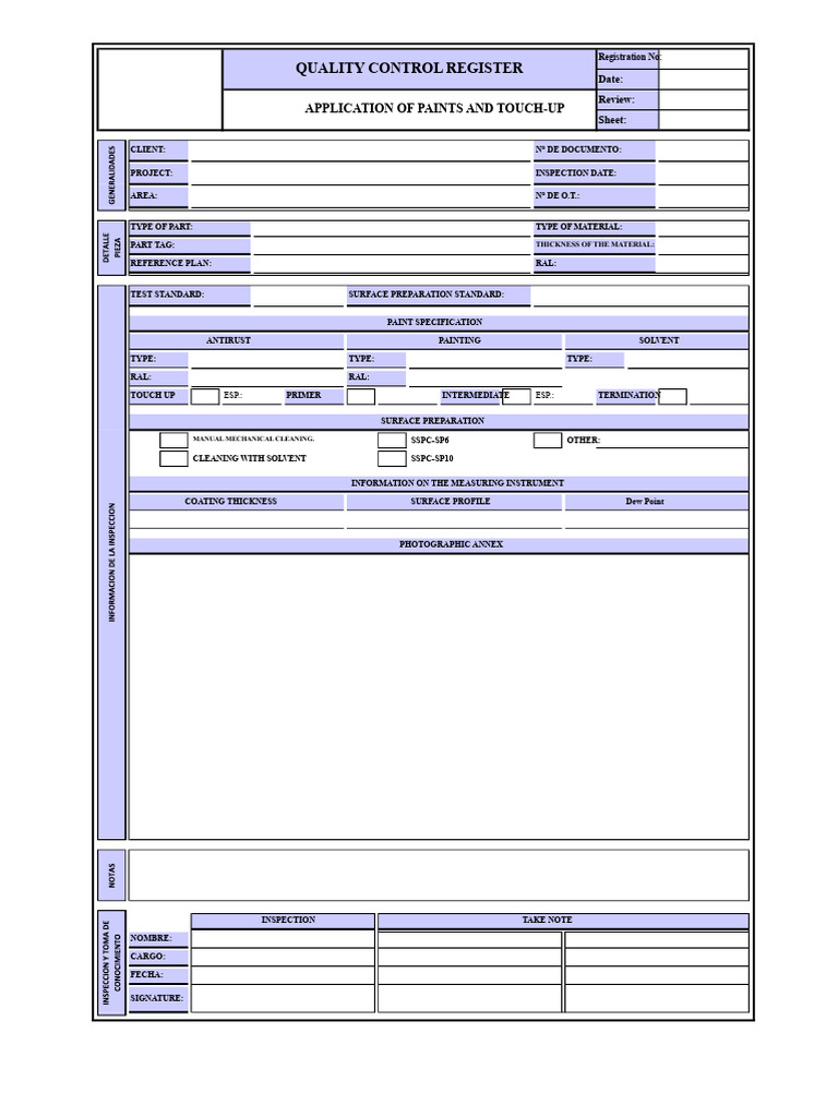 Quality Control Record_Paintings | PDF