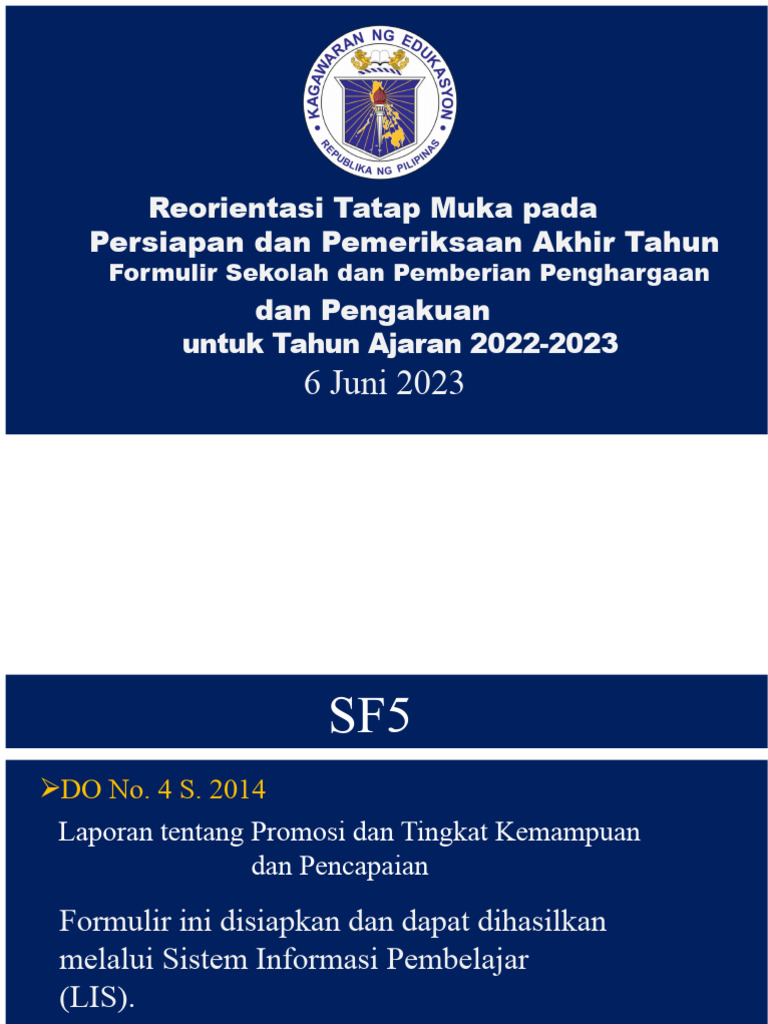 Panduan Pengisian Formulir SF9 dan SF10 | PDF