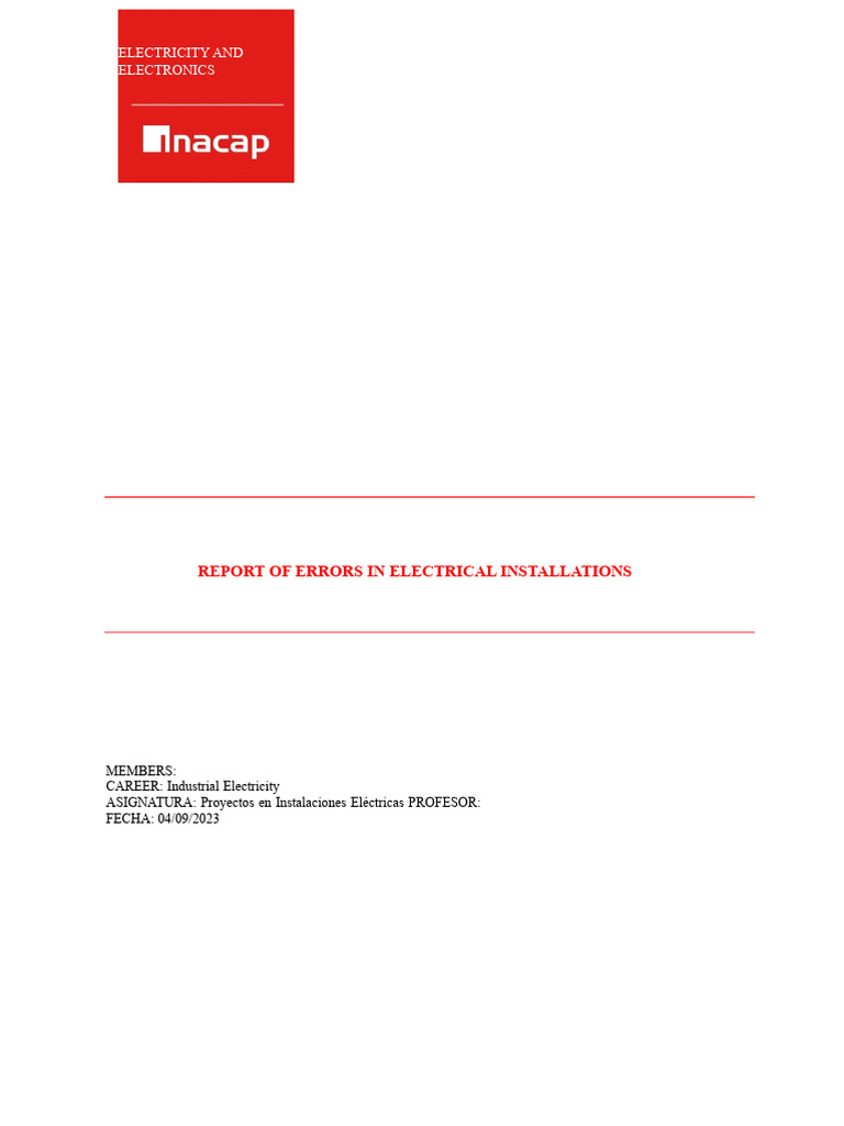 Electrical Installation Error Report | PDF | Electrical Wiring ...