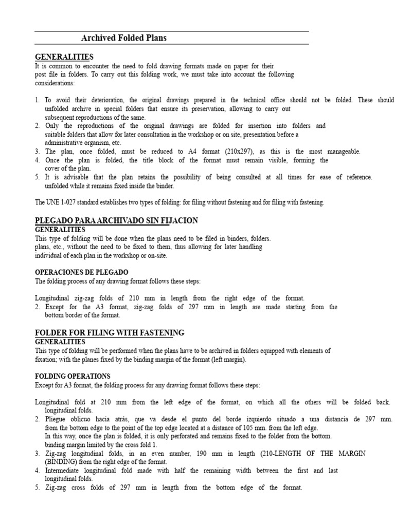 Folding of Plans | PDF