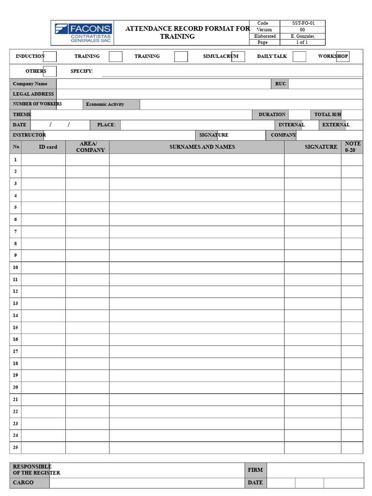 Training Attendance Record Template | PDF