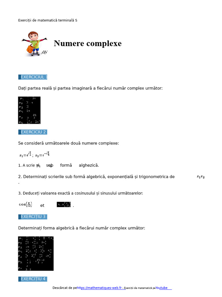 Numere Complexe Exerciții Mate Terminală S Corectate in PDF | PDF