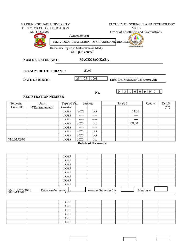 Individual Transcript for Mathematics Degree | PDF | Schools ...