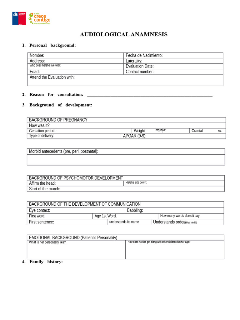 Audiological Anamnesis Form Template | PDF | Medical Specialties ...
