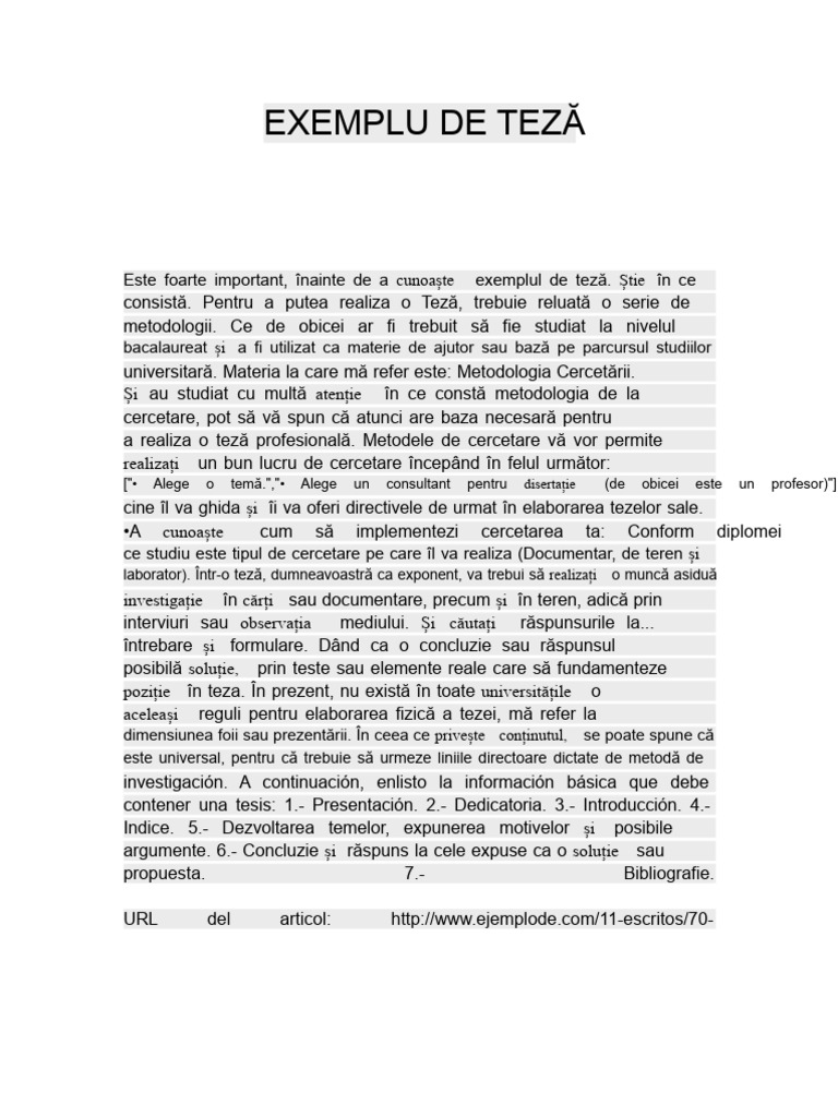 Exemplu de Teză | PDF