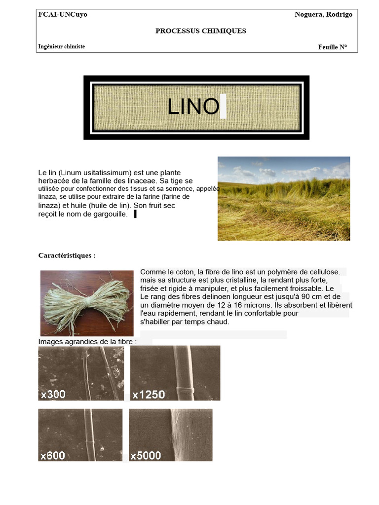 Propriétés et processus du lin | PDF | Lin cultivé | Les textiles