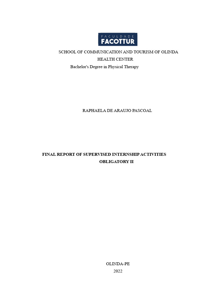 Physical Therapy Internship Report 2022 | PDF | Physical Therapy