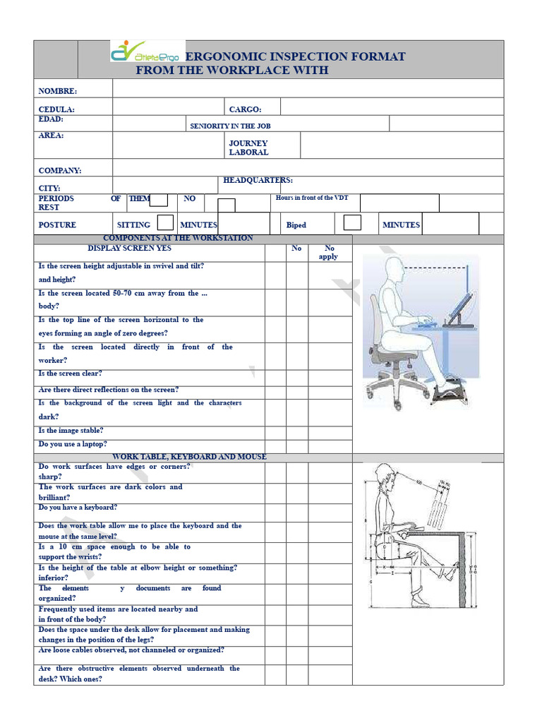 Ergonomic Inspection Checklist Template | PDF | Chair | Computer Keyboard