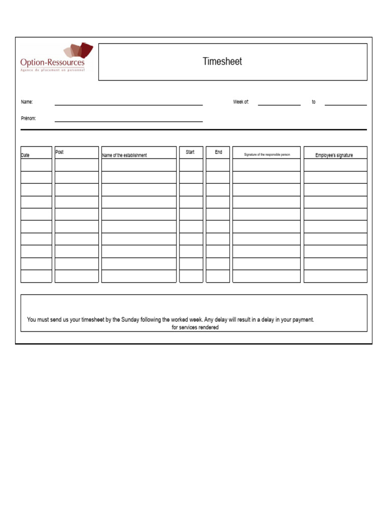 Weekly Timesheet Submission Guide | PDF