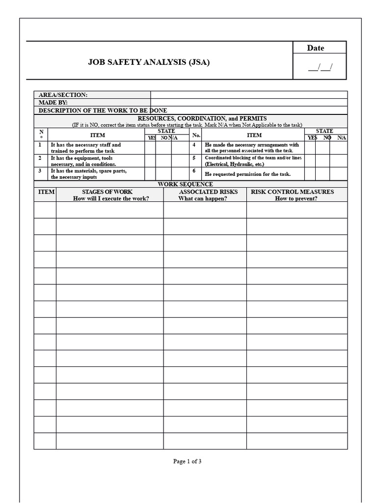 Work Safety Analysis Format | PDF