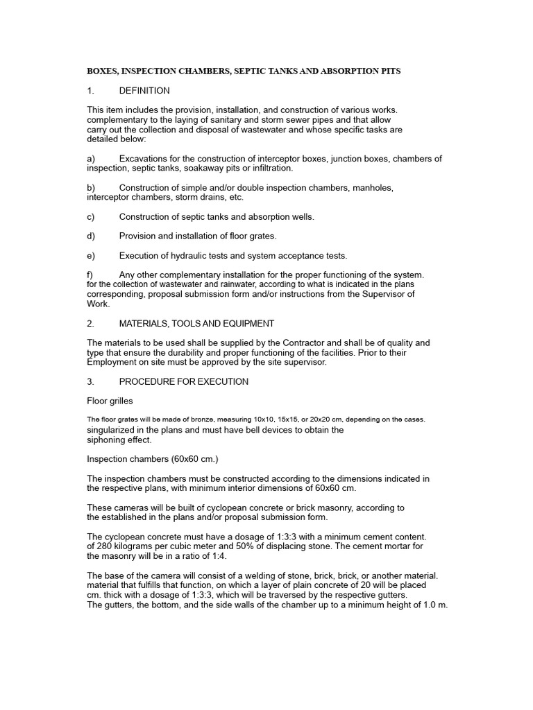 Boxes, Inspection Chambers, Septic Tanks, and Absorption Pits | PDF ...