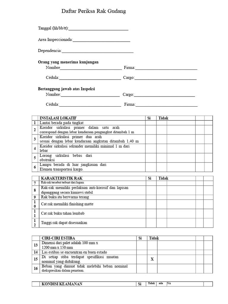 Daftar Periksa Rak | PDF