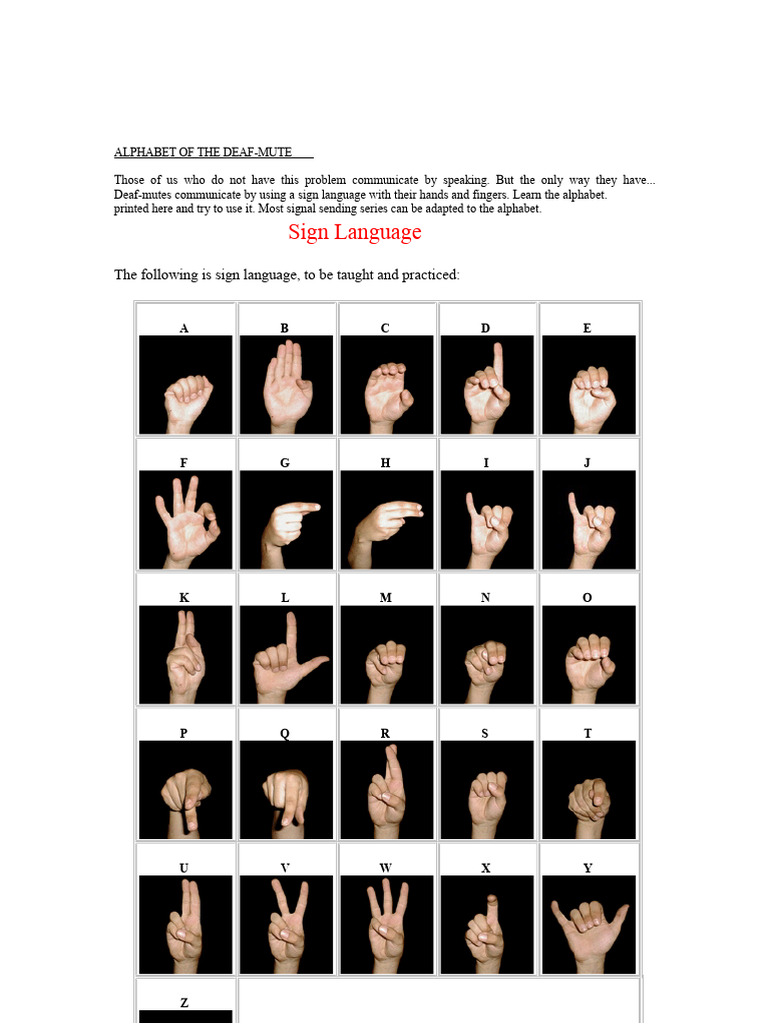 Alphabet of The Deaf-Mutes | PDF | Sign Language | Communication