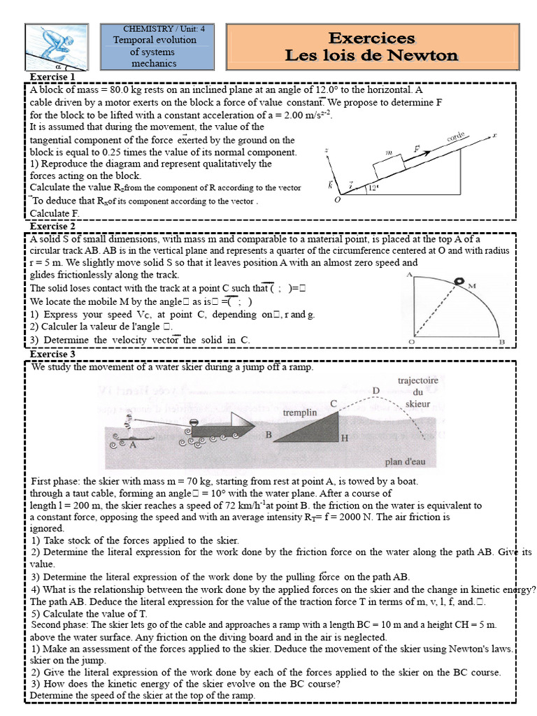 Mechanics Exercises on Forces and Motion | PDF | Force | Motion (Physics)