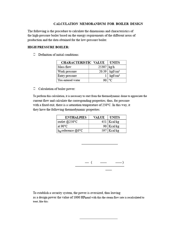 Calculation Report For Boiler Design | PDF | Boiler | Enthalpy