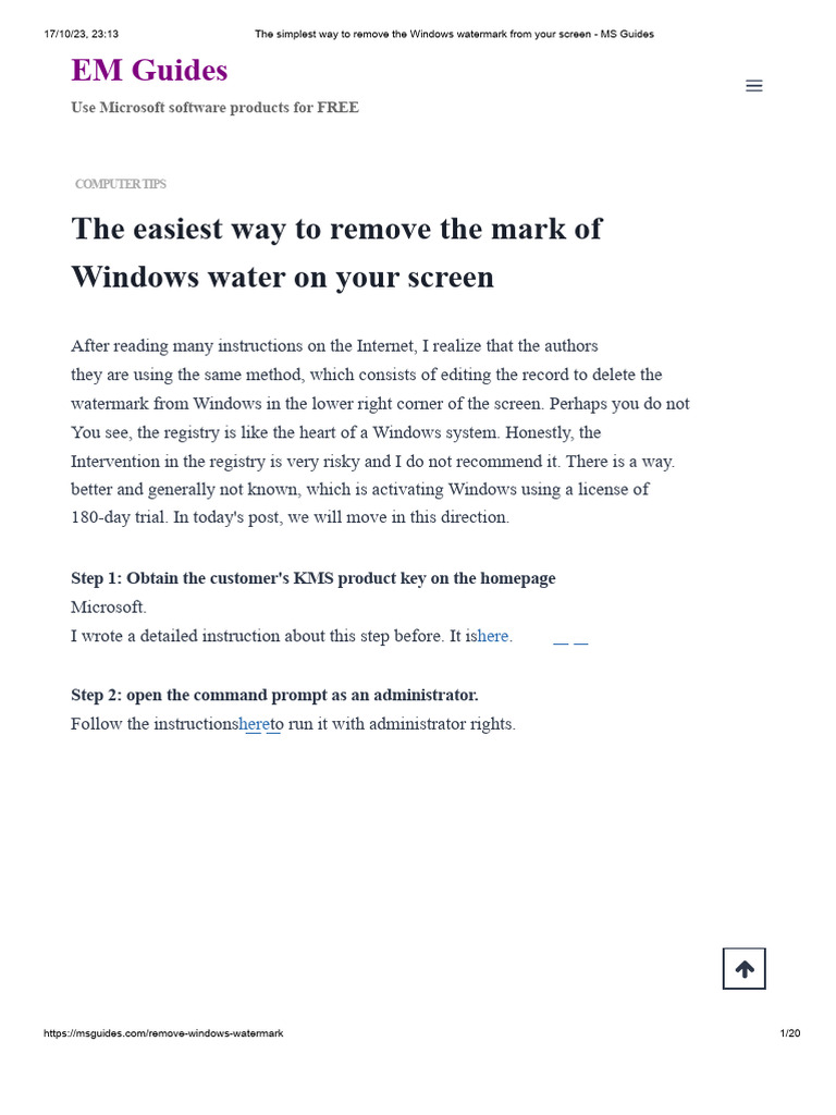 Remove Windows Watermark Easily | PDF | Microsoft Windows | Computer ...