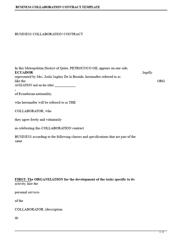 Collaboration Contract Model | PDF | Ecuador | Private Law