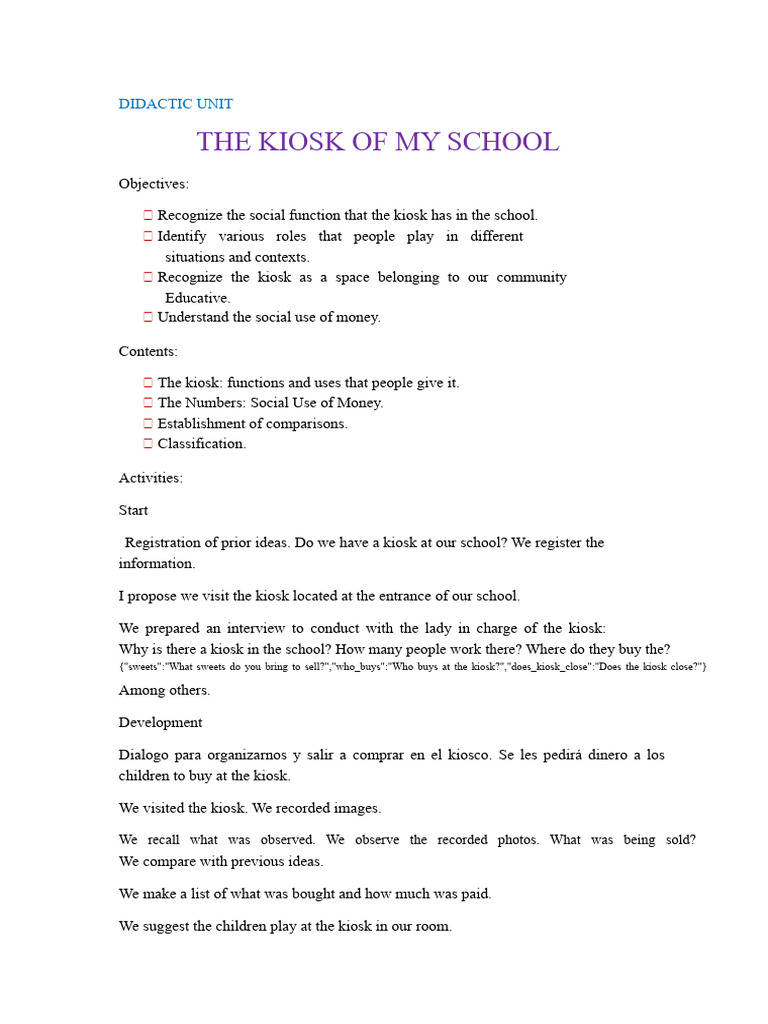 Understanding School Kiosk Functions | PDF