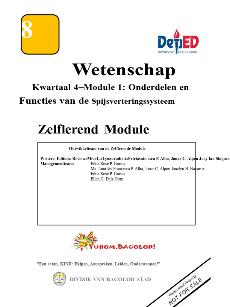 Klas 8 Q4 Module 1 Het Spijsverteringsstelsel 2e Ed | PDF