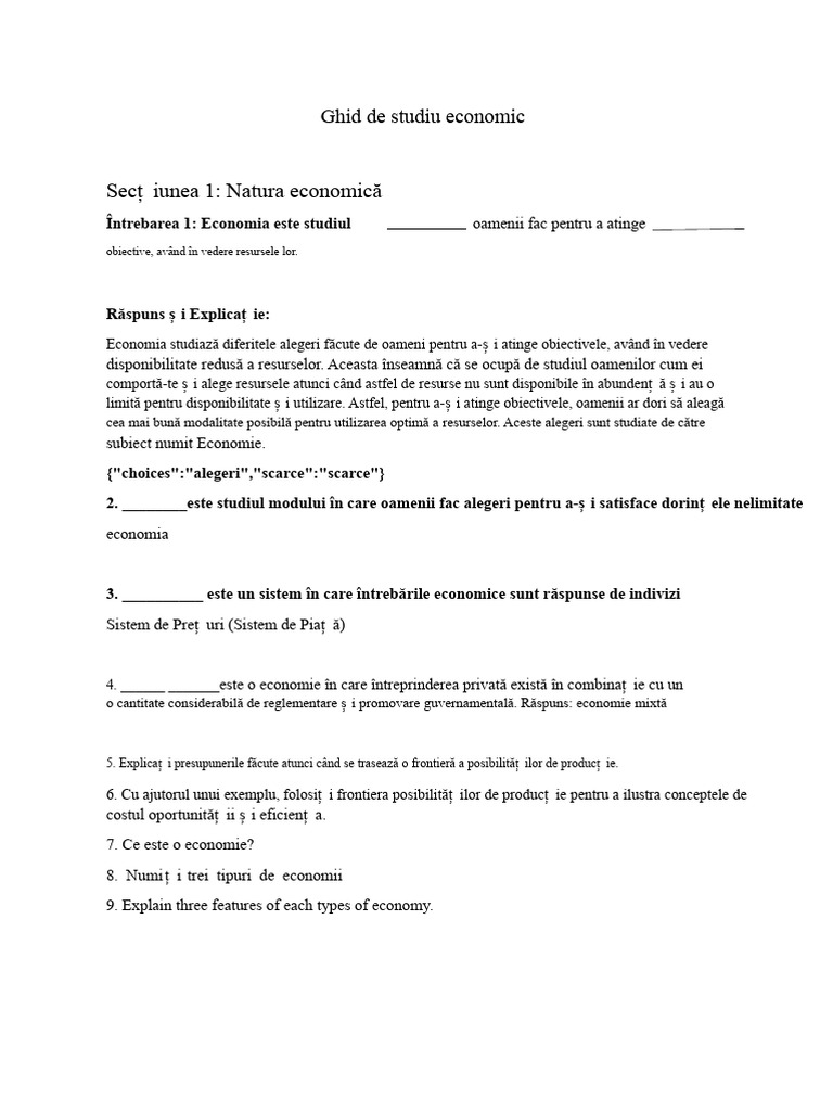 Ghid de Studiu Economic CSEC | PDF