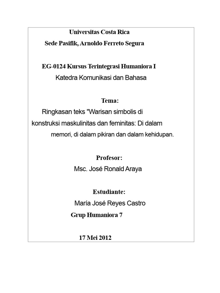 Warisan Simbolis Maskulinitas dan Feminitas | PDF
