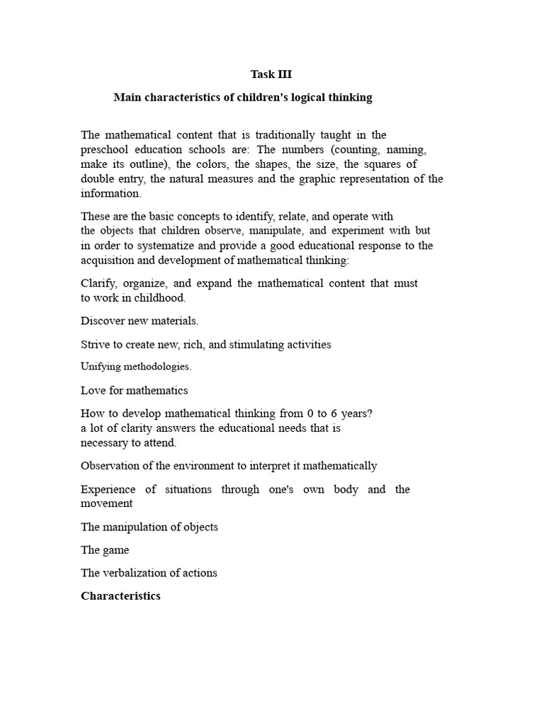 Children's Logical Thinking Development | PDF | Thought | Reason