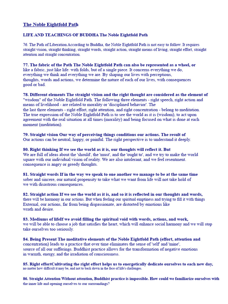Understanding the Noble Eightfold Path | PDF | Noble Eightfold Path ...