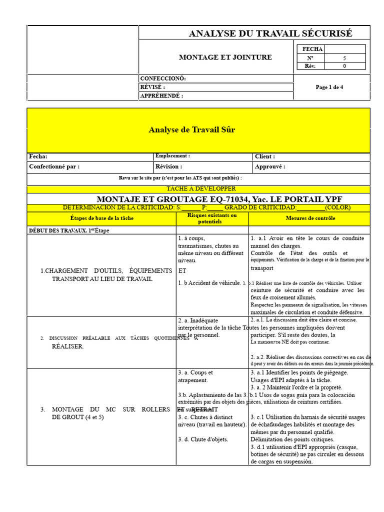 Analyse de Travail Sûr et Sécurité | PDF | Santé et sécurité au travail ...