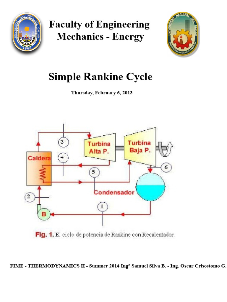 Simple Rankine Cycle Analysis and Calculations | PDF | Steam | Boiler