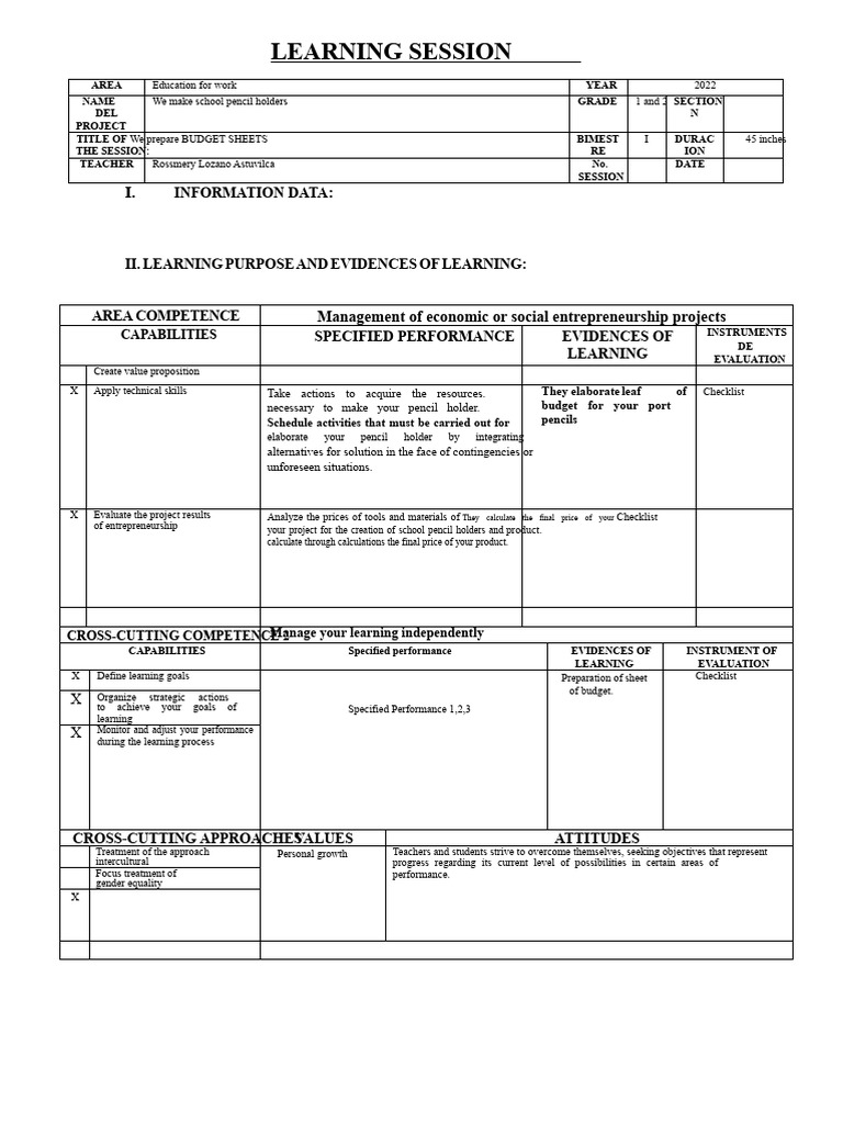 Learning Session: Information Data | PDF | Budget | Teachers