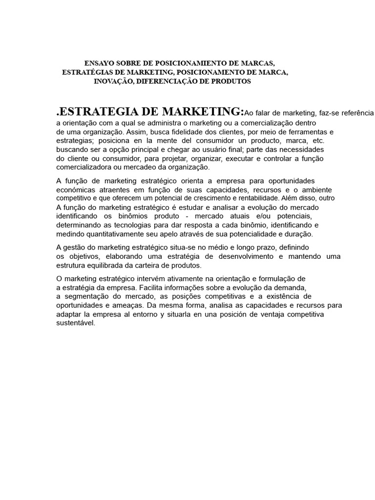 Ensaio Sobre o Posicionamento de Marcas | PDF | Marketing | Marca
