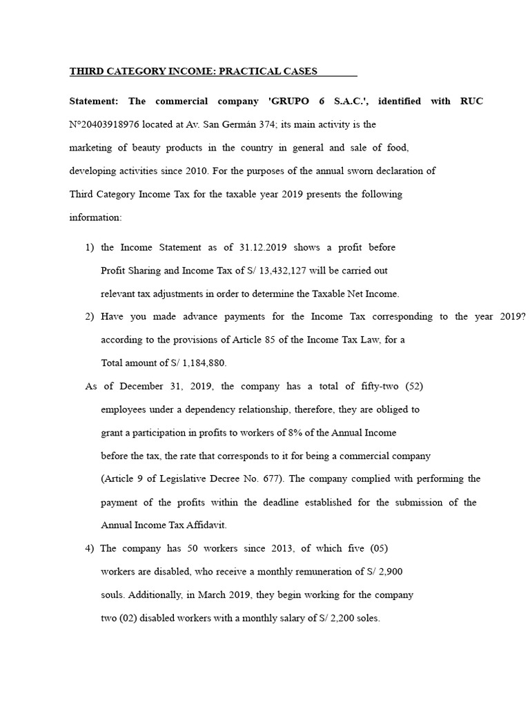 Third Category Income Practical Case With Additions and Deductions ...