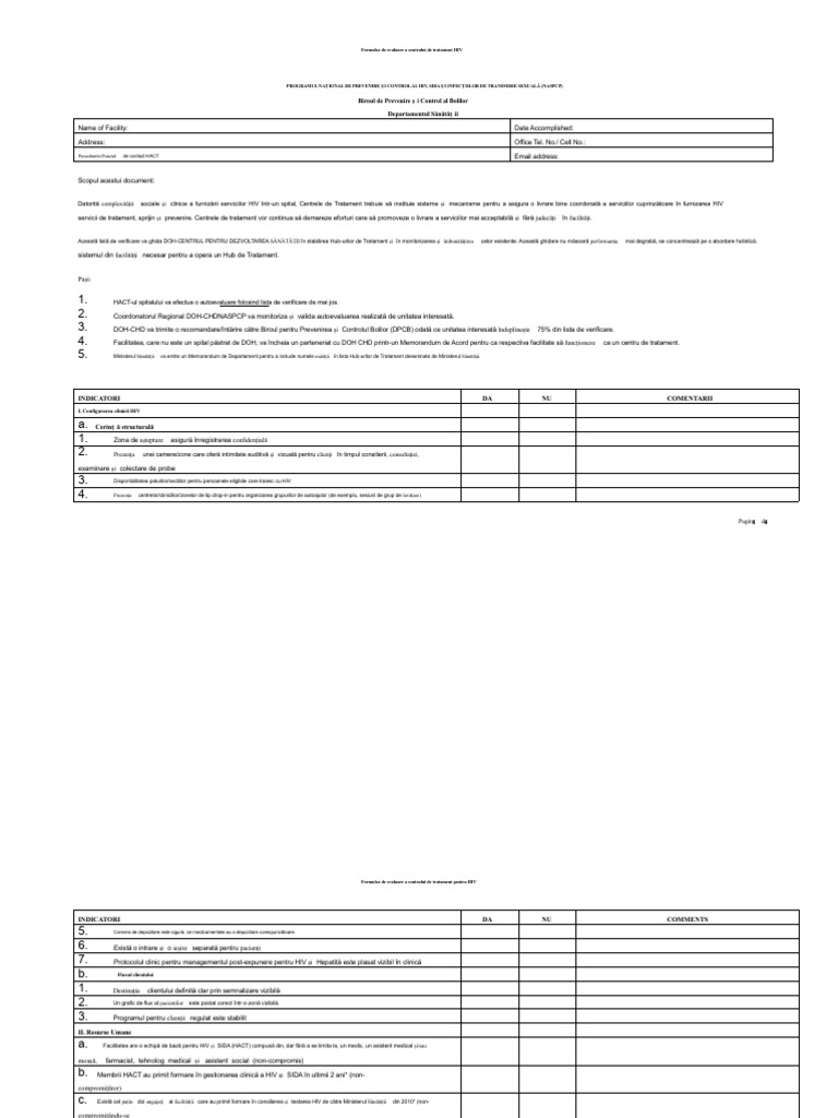 Formular de Autoevaluare A Hub-Ului de Tratament HIV | PDF