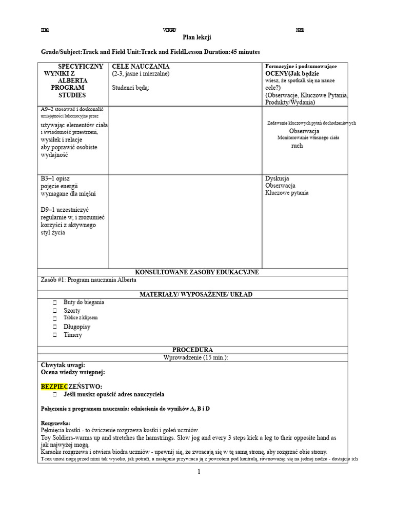Plan Na 1500 Metrów | PDF