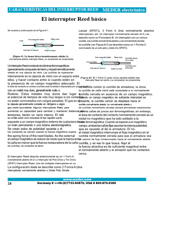 Características del Interruptor Reed | PDF | Relé | Resistor