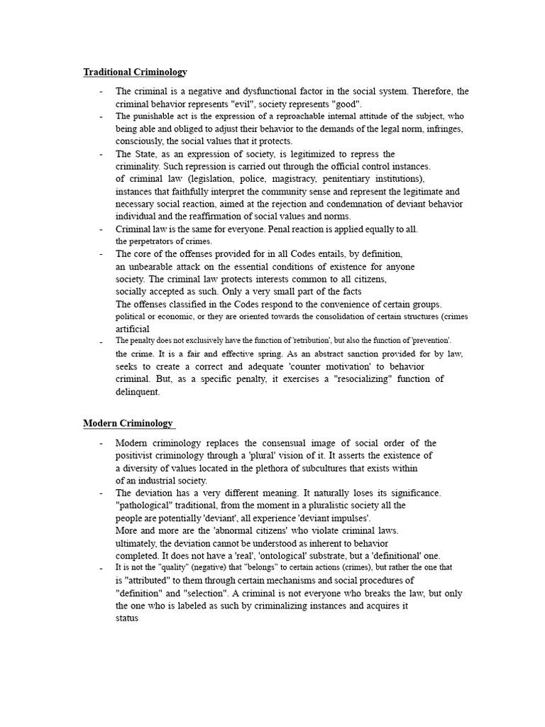 Traditional vs Modern Criminology Analysis | PDF | Crimes | Crime ...