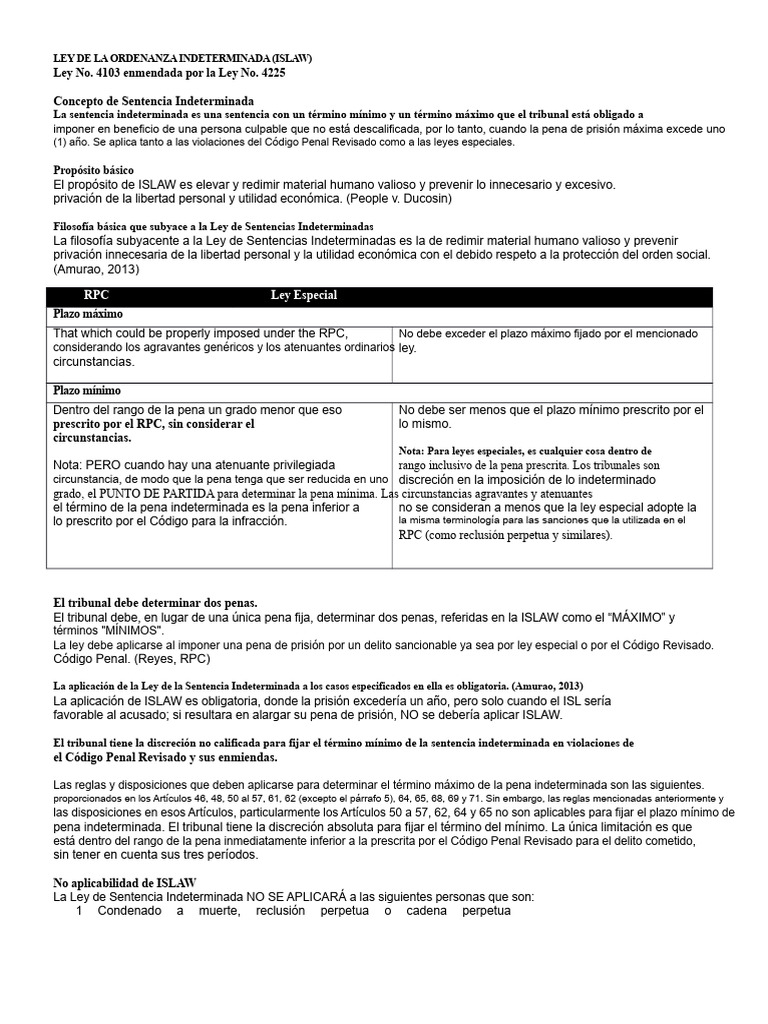 Ley de Sentencia Indeterminada (ISLAW) | PDF | Cadena perpetua | Castigos
