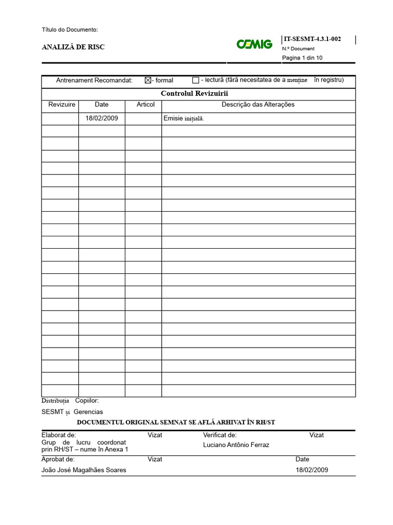 Analiza de Risc Model CEMIG | PDF