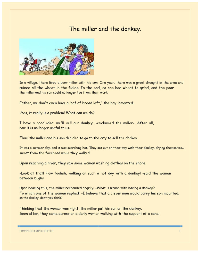The Miller and the Donkey Fable | PDF