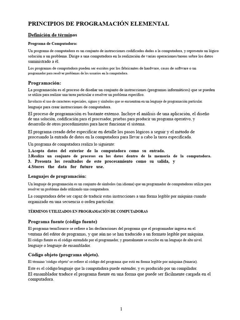 Fundamentos de Programación y Lenguajes | PDF | Programación | Programa ...