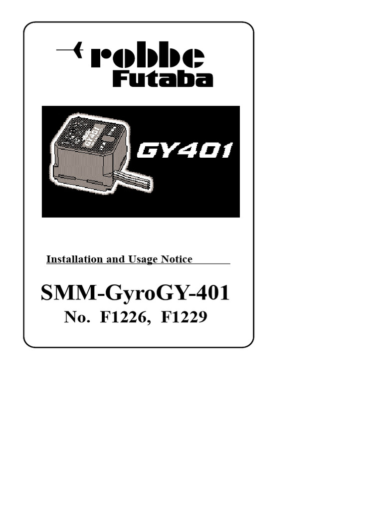 GY401 Gyroscope Installation Guide | PDF | Gyroscope | Helicopter
