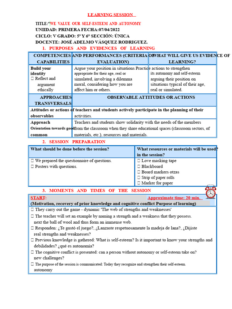 Self-Esteem and Autonomy Learning Session | PDF | Self Esteem | Tickling