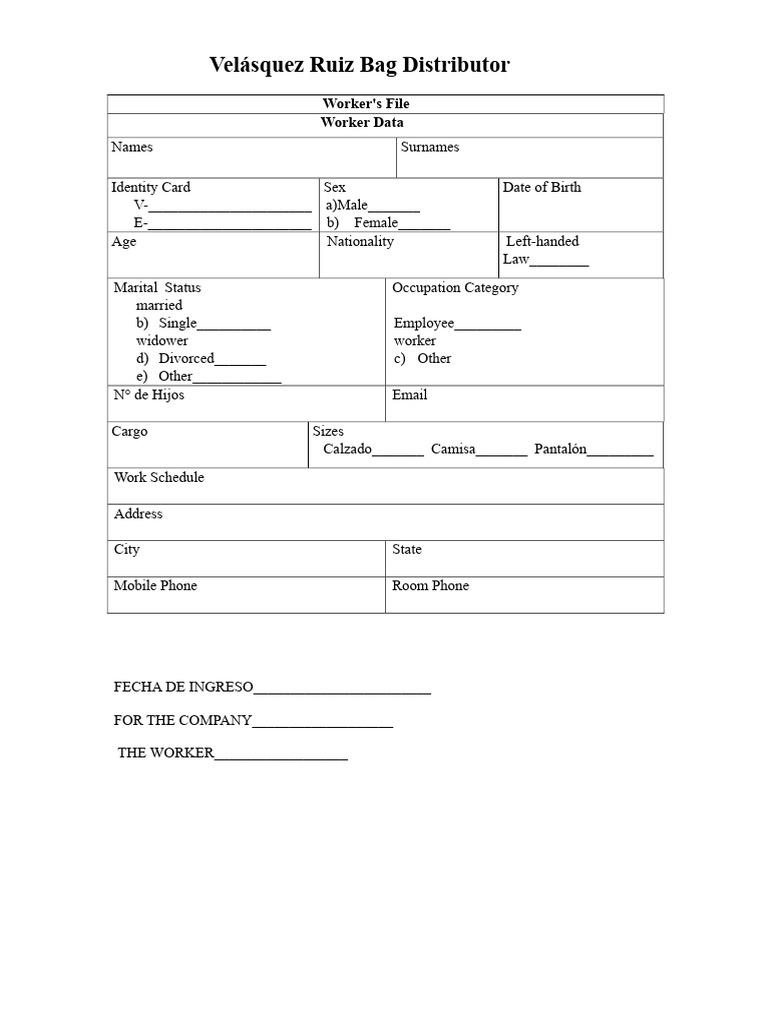 Worker's File | PDF
