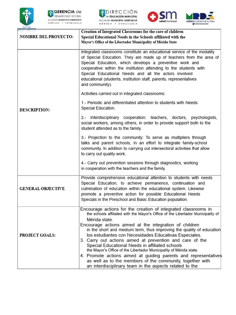 Project Model Format | PDF | Special Education | Learning